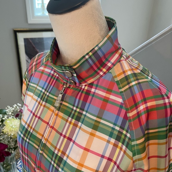 L-RL LAUREN ACTIVE Jacket Ralph Lauren Windbreaker Plaid Pastel - Picture 3 of 11